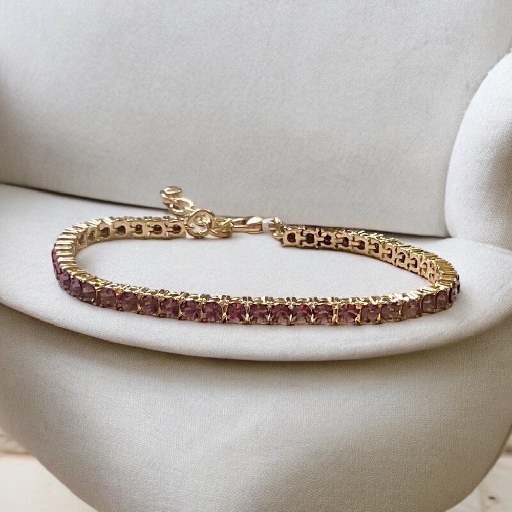 GOLD FLEX PINK TENNIS BRACELET - 7” + 1” Extender